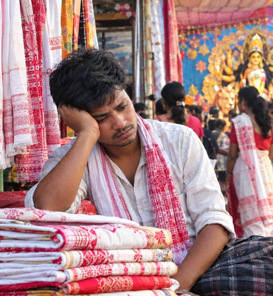 দুৰ্গা পূজাৰ আনন্দৰ আঁৰত এজন স্থানীয় ব্যৱসায়ীৰ নীৰৱ কান্দোন